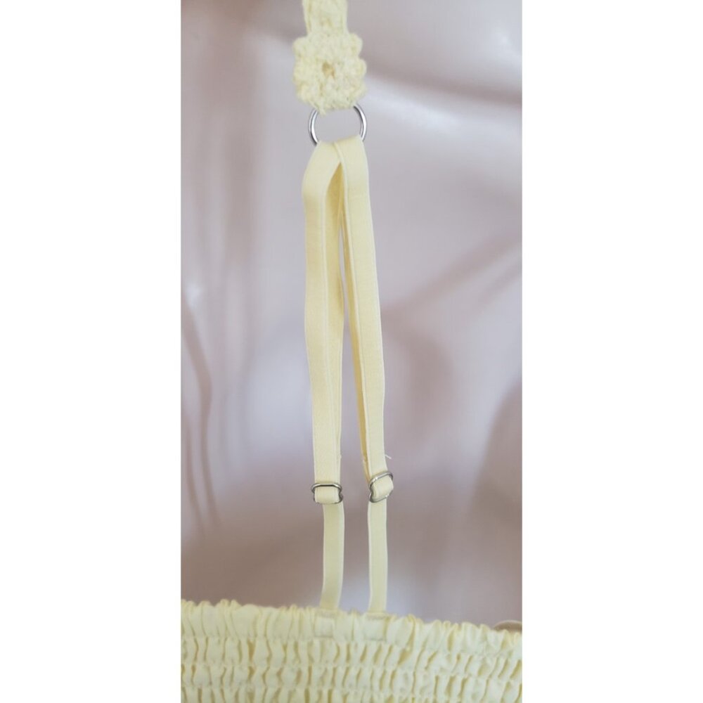 NEW FREE PEOPLE INTIMATELY YELLOW 100% COTTON EYELET EMBROIDERY BRALETTE SMALL - Picture 7 of 11